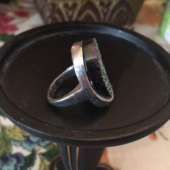 Blue green raised druzzy ring 6.5 - Picture 2 of 5